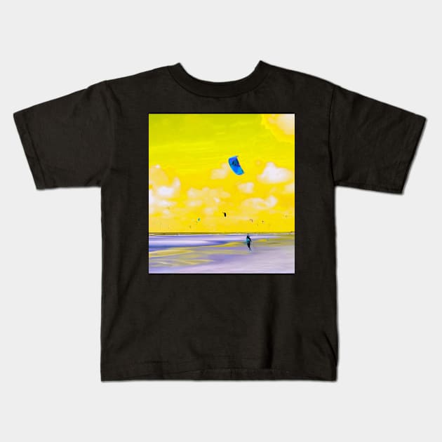 Lonely Kite Beach No. 5 Kids T-Shirt by asanaworld